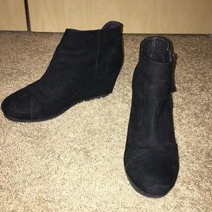 black suede wedge boots